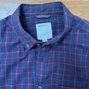 Life After Denim Blue and Red Check flannel button down shirt